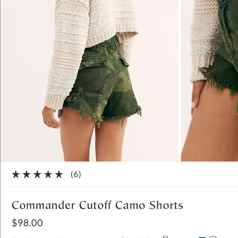 Free people commander camo shorts